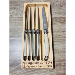 Williams Sonoma Jean Dubost Laguiole Steak Knives, Set of 5 White Made In France